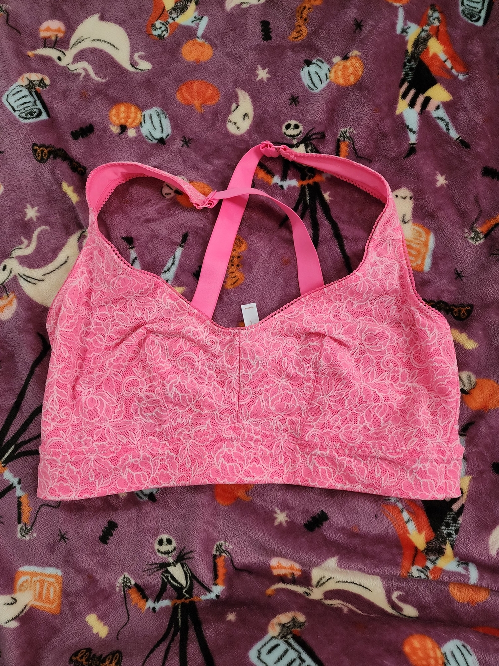 Cacique Bright Pink Lace Bralette with Racerback Straps